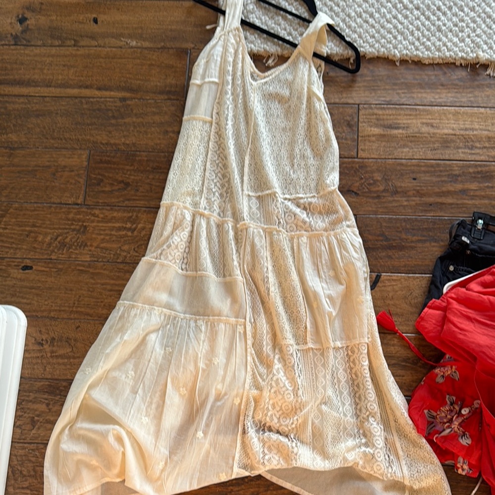 Anthropologie sheer crochet cover up dress